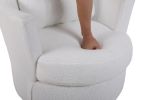 Teddy Swivel Barrel Chair, Swivel Accent Chairs Armchair for Living Room, Reading Chairs for Bedroom Comfy, Round Barrel Chairs with Gold Stainless St