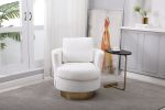 Teddy Swivel Barrel Chair, Swivel Accent Chairs Armchair for Living Room, Reading Chairs for Bedroom Comfy, Round Barrel Chairs with Gold Stainless St