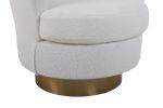 Teddy Swivel Barrel Chair, Swivel Accent Chairs Armchair for Living Room, Reading Chairs for Bedroom Comfy, Round Barrel Chairs with Gold Stainless St