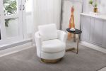 Teddy Swivel Barrel Chair, Swivel Accent Chairs Armchair for Living Room, Reading Chairs for Bedroom Comfy, Round Barrel Chairs with Gold Stainless St