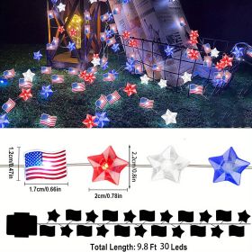 1pc, Flag String Lights, 4th Of July Memorial Day American Flag Stars Decoration String Lights, Battery Operated With Multi-Function Remote Lights, Ho (Model: 1p-American Flag Star String Lights)